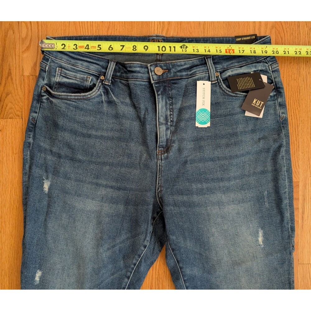 KUT FROM THE KLOTH. Jeans 22W Ellen Roll Cuff Crop Straight Leg Stitch Fix NWT - Picture 11 of 11